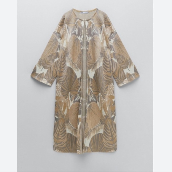 Zara Gold Slight Sparkle Oversized Duster Cardigan - Picture 2 of 11